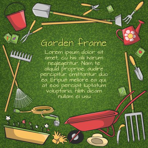 Garden tools frame vector