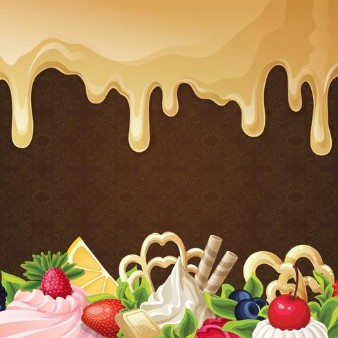 Caramel sweets background vector