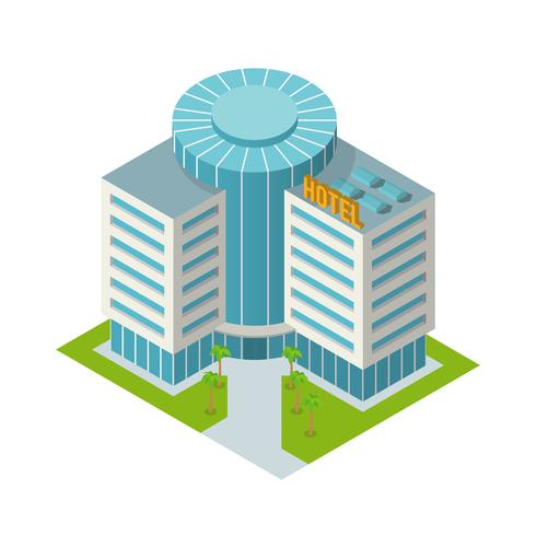 Hotel building isometric vector