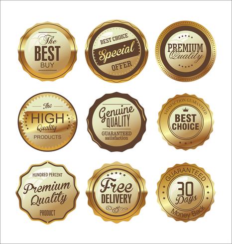 Luxury premium golden badges and labels vector