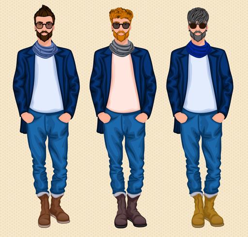 Hipster man set vector