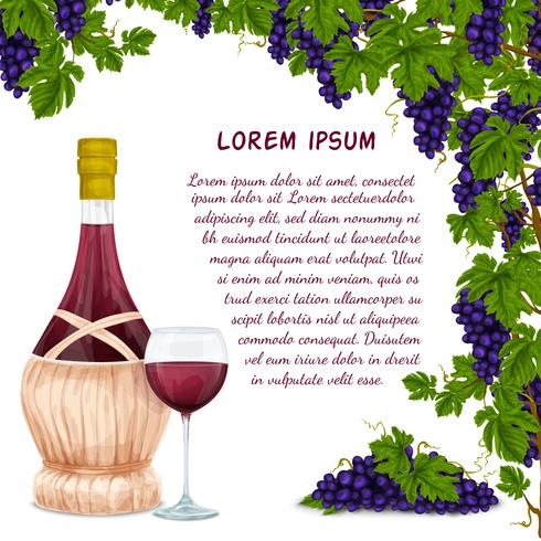 Wine jar and grape bunch background vector
