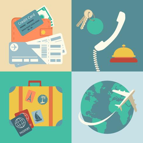 Vacation travel icons set vector