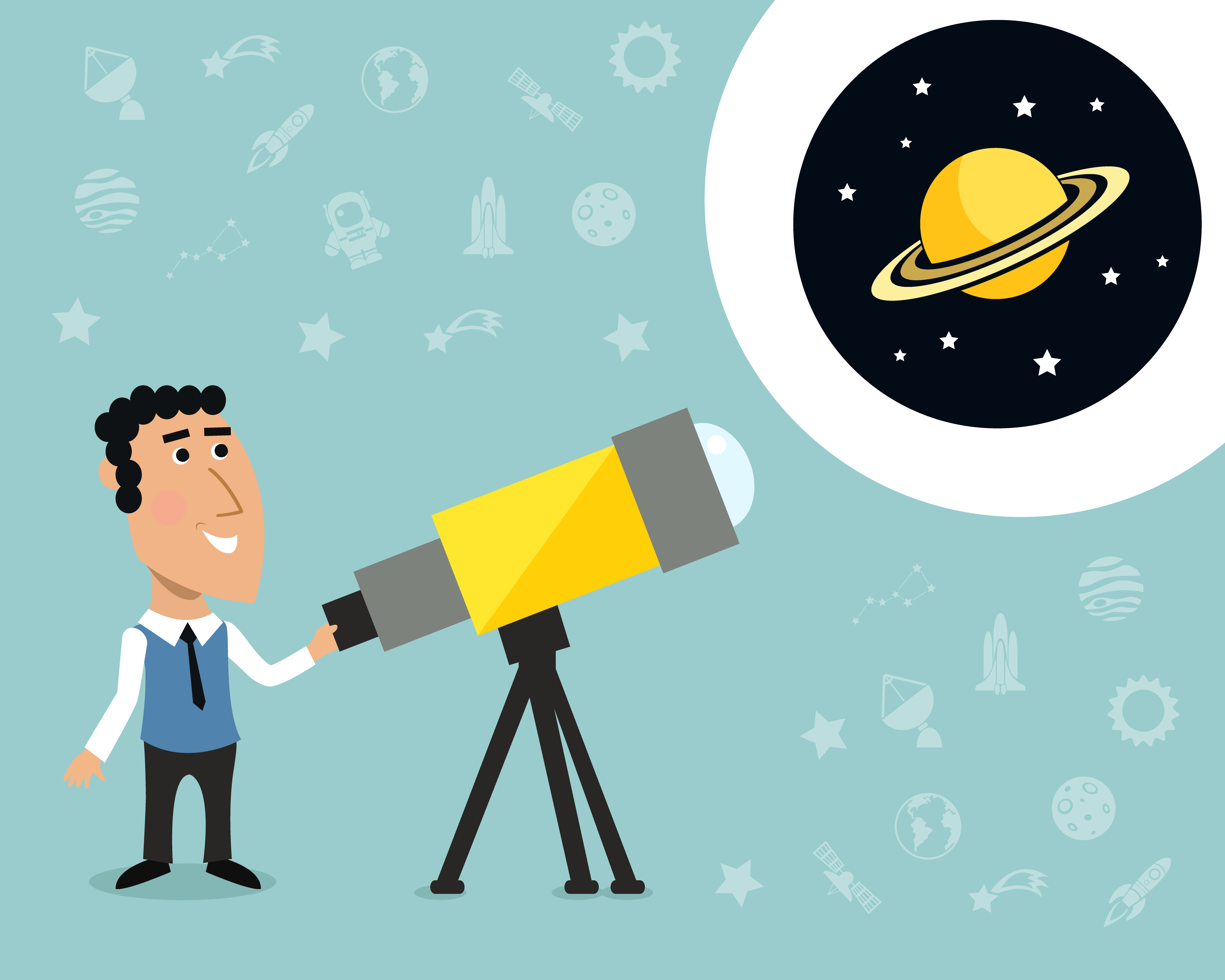 Astronomer with telescope print 436054 Vector Art at Vecteezy