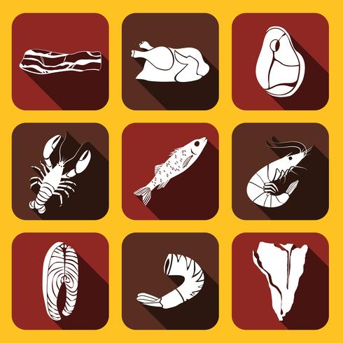 Food Fish and Meat Icons vector