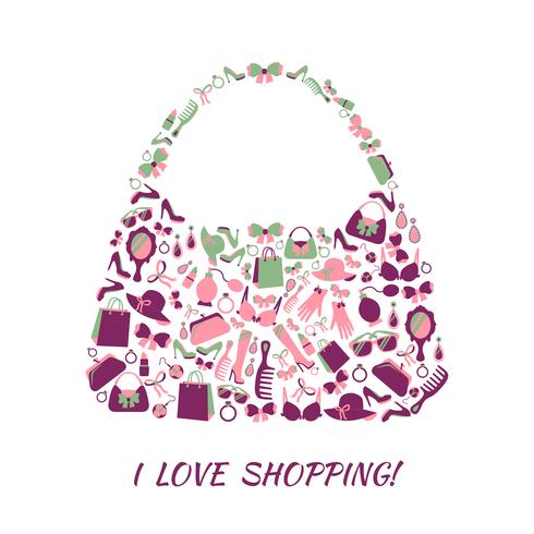 Woman accessories shopping bag vector