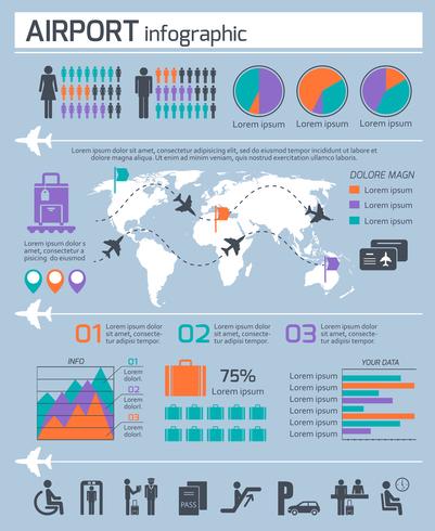 Aeropuerto de infografía conjunto empresarial vector