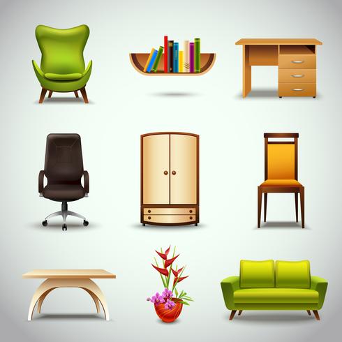 Furniture Realistic Icons vector