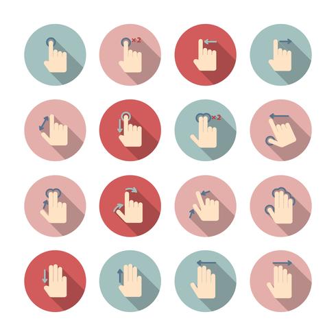Hand touch gestures icons set vector