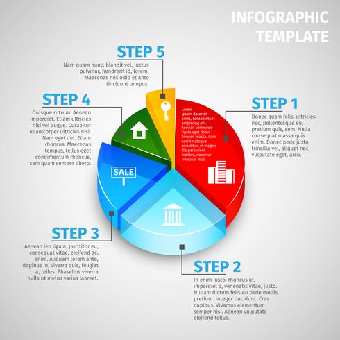 Gráfico de sectores inmobiliaria infografía vector