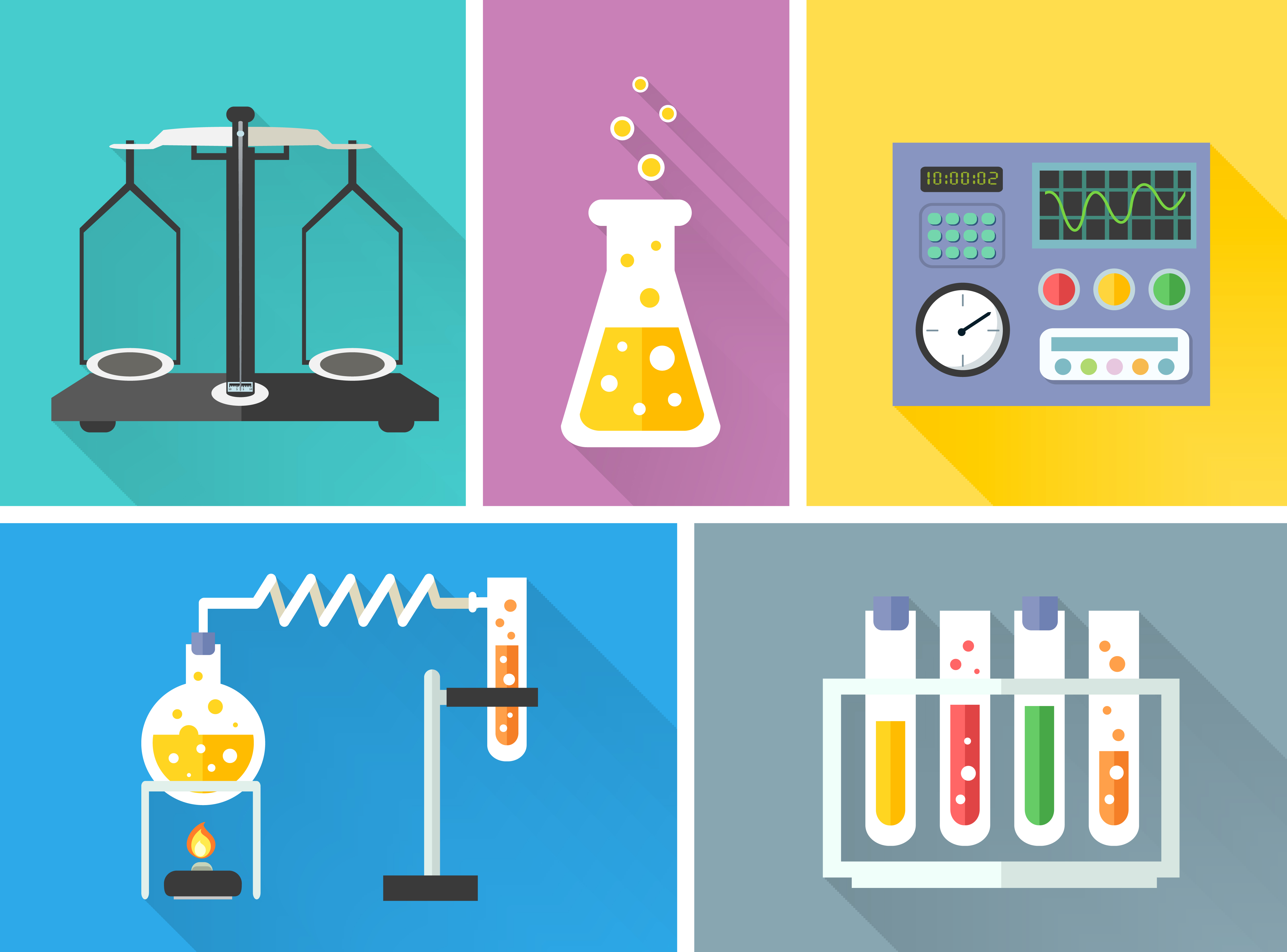 Laboratory equipment decorative icons set 436154 Vector Art at Vecteezy