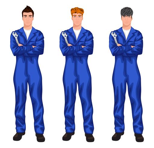 Auto mechanic worker set vector