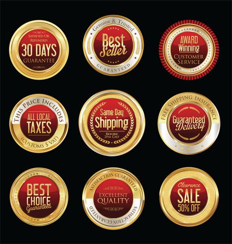 Luxury premium golden badges and labels vector