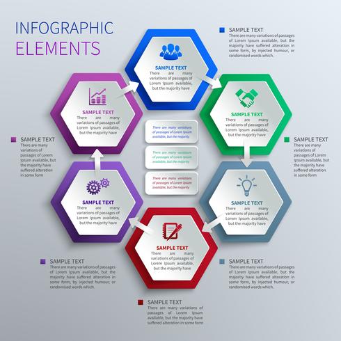 Infografía de hexágonos de papel. vector