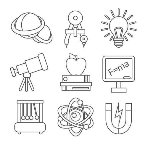 Iconos de la ciencia física vector