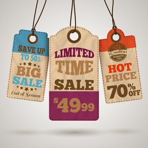 Cardboard sale promotion tags vector