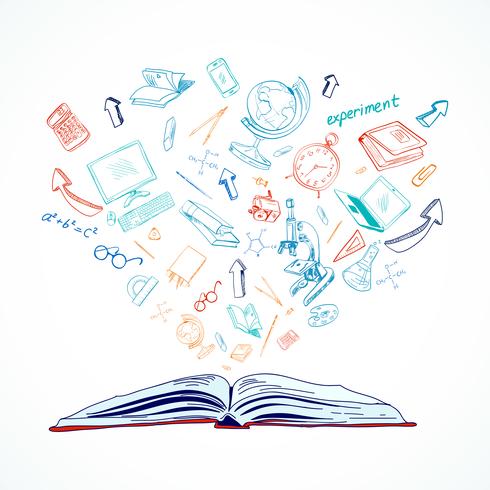 Open book education concept doodle vector