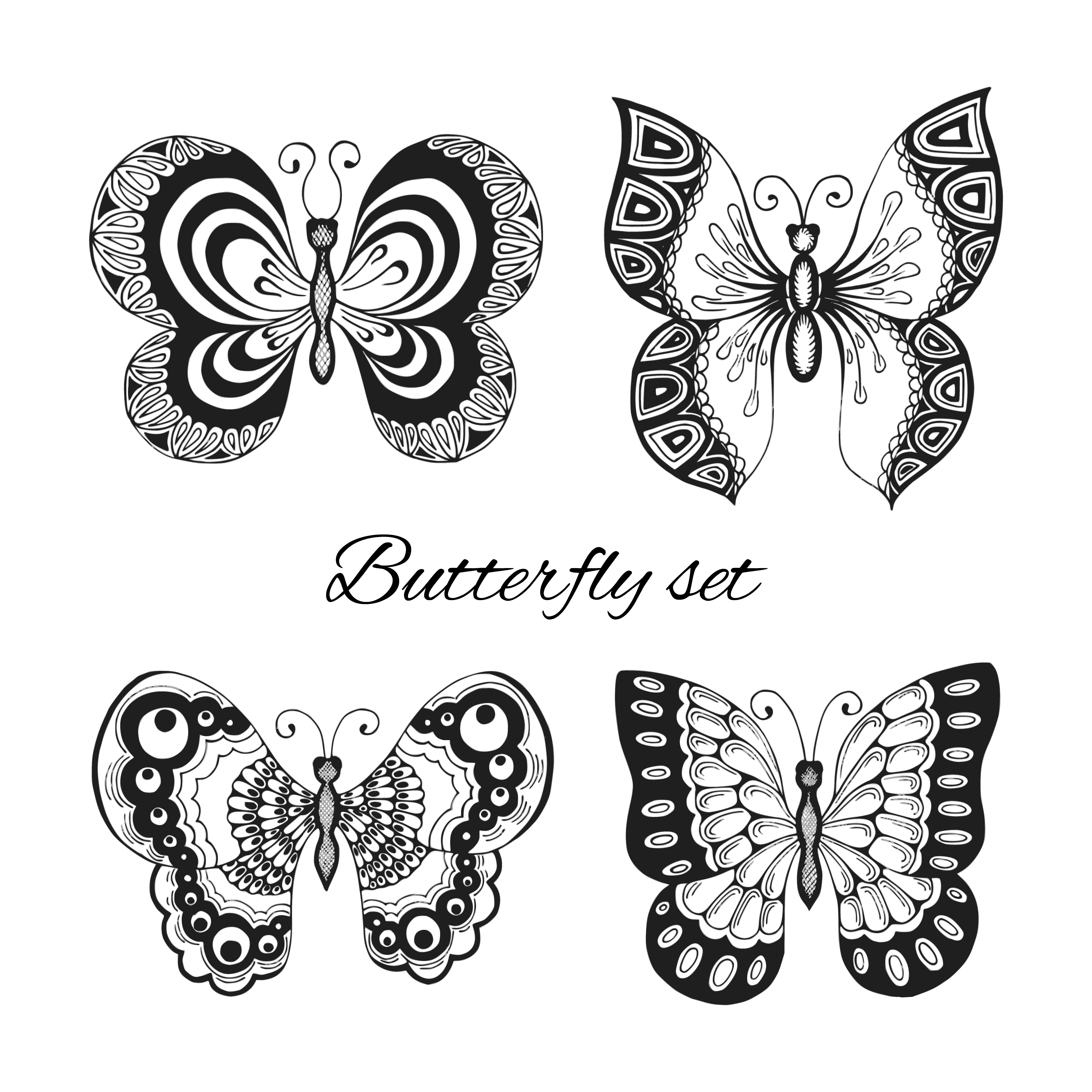 Butterflies Decorative Icons Set Download Free Vectors Clipart