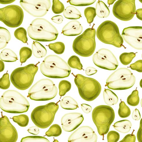 Seamless pear fruit sliced pattern vector