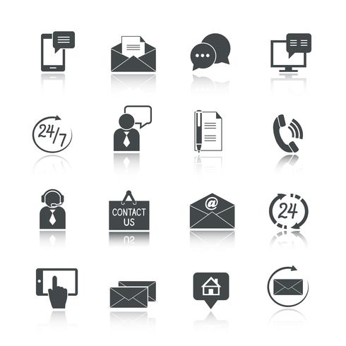 Contact Us Service Icons Set vector