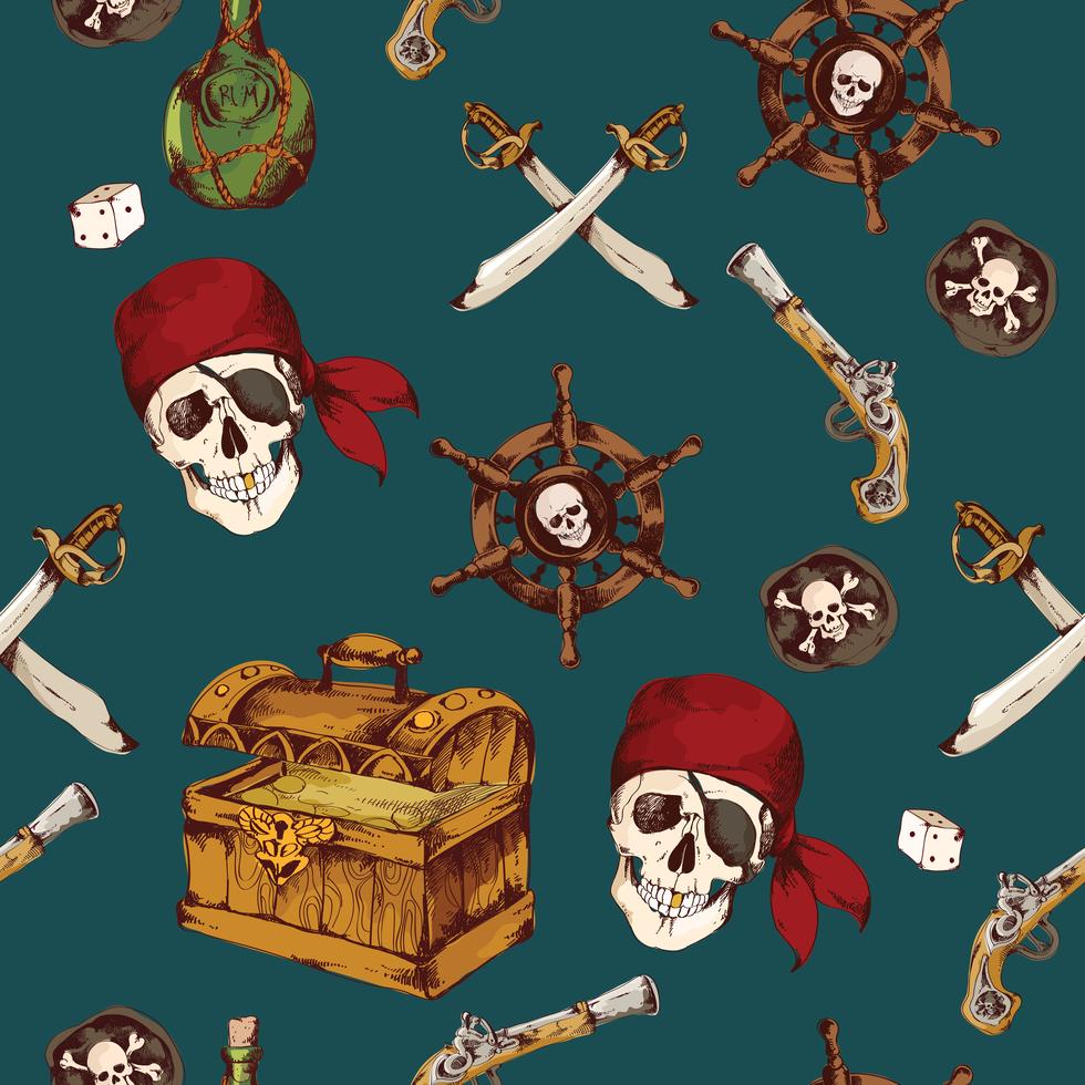 Pirates seamless pattern vector