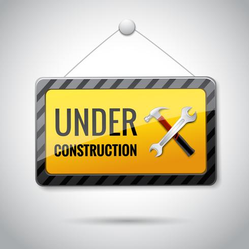 Under construction emblem icon vector