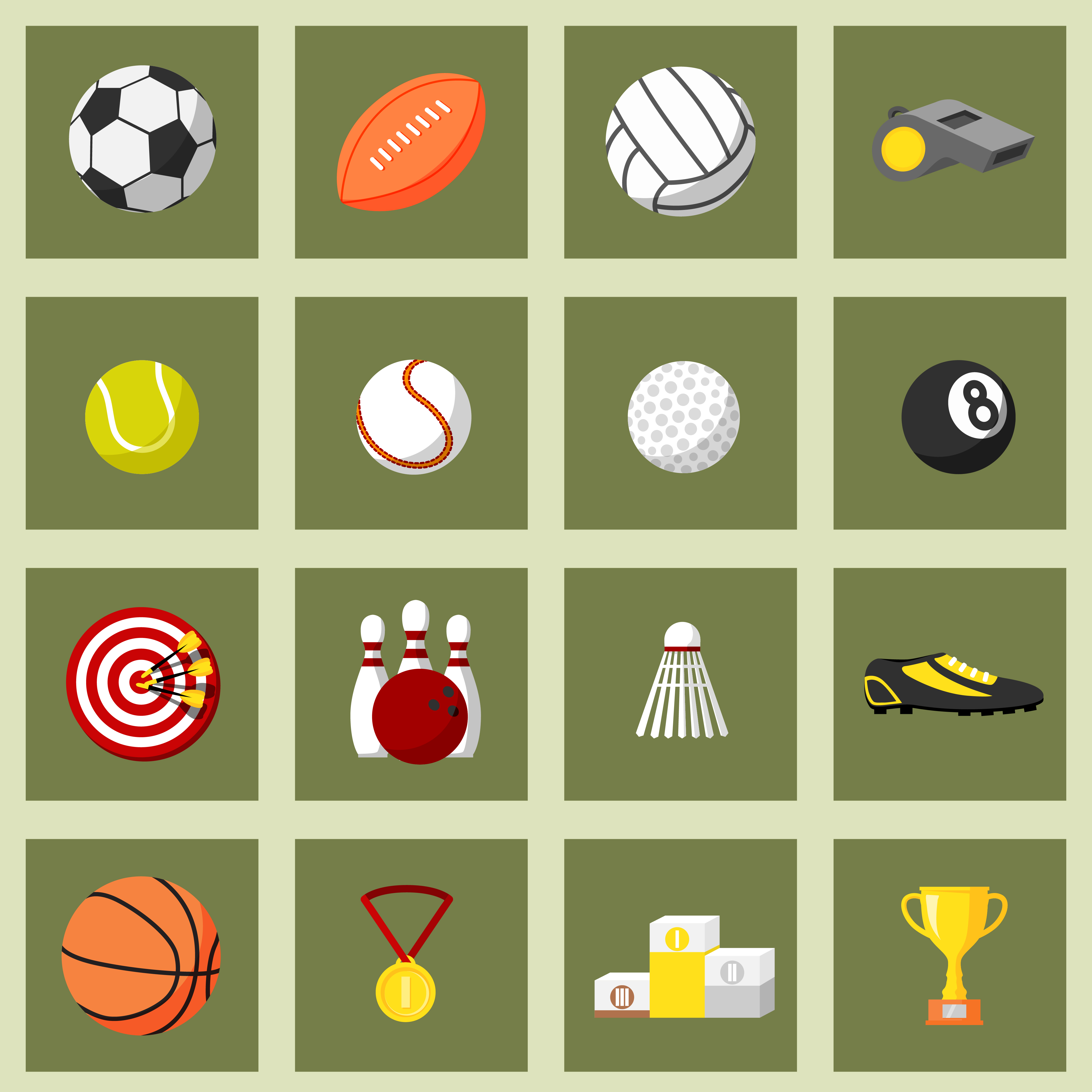 Sports Flat Icons Set 436343 Vector Art at Vecteezy