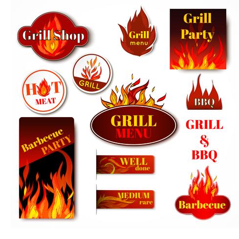 Fire label grill vector