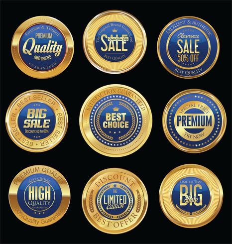 Golden sale labels retro vintage design collection vector