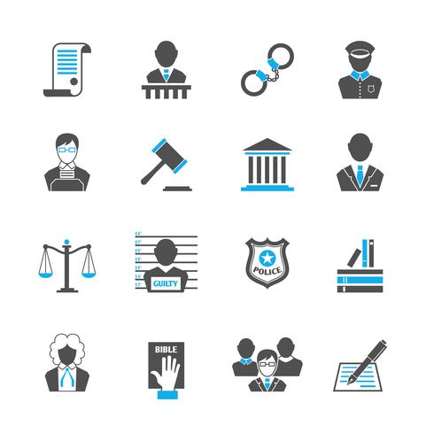 Law icons set vector