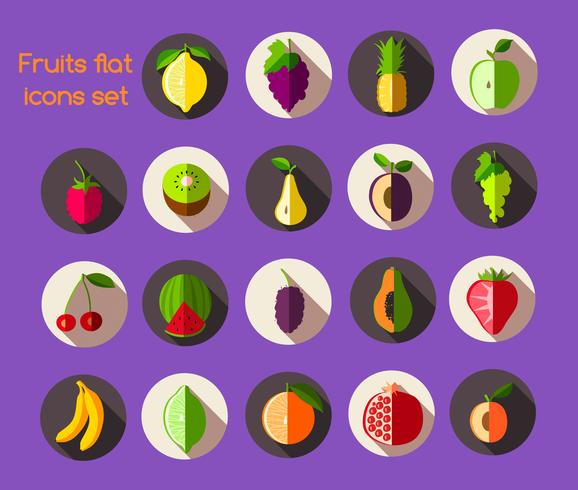 Iconos de frutas planas vector