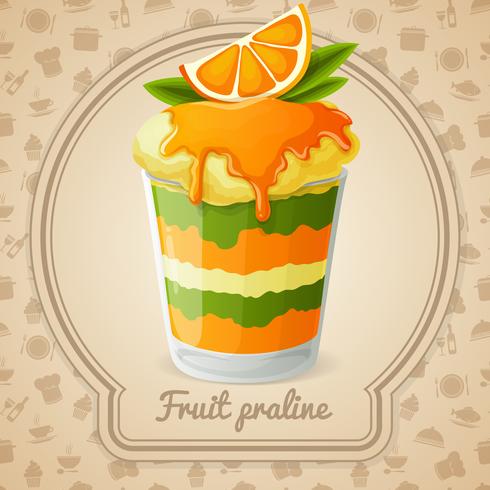 Fruit praline badge vector