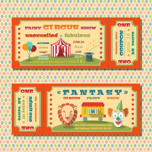 Circus tickets template vector