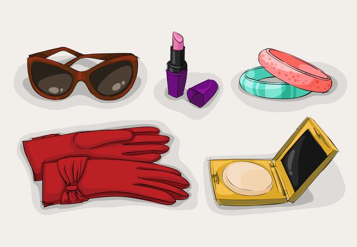 Colección de moda de accesorios de mujer clásicos. vector