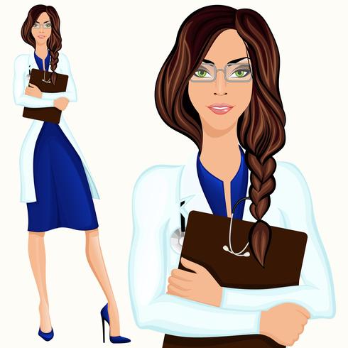 Mujer joven doctor vector