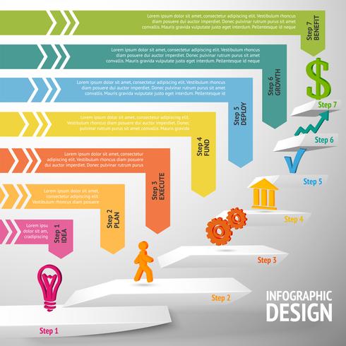 Staircase infographic template vector