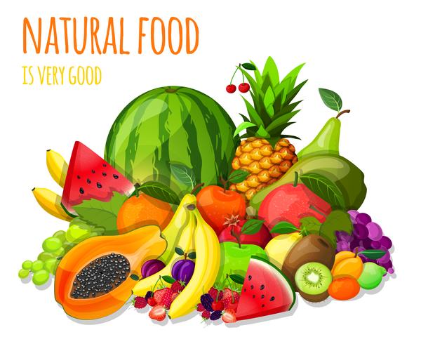 Fruits set still life vector