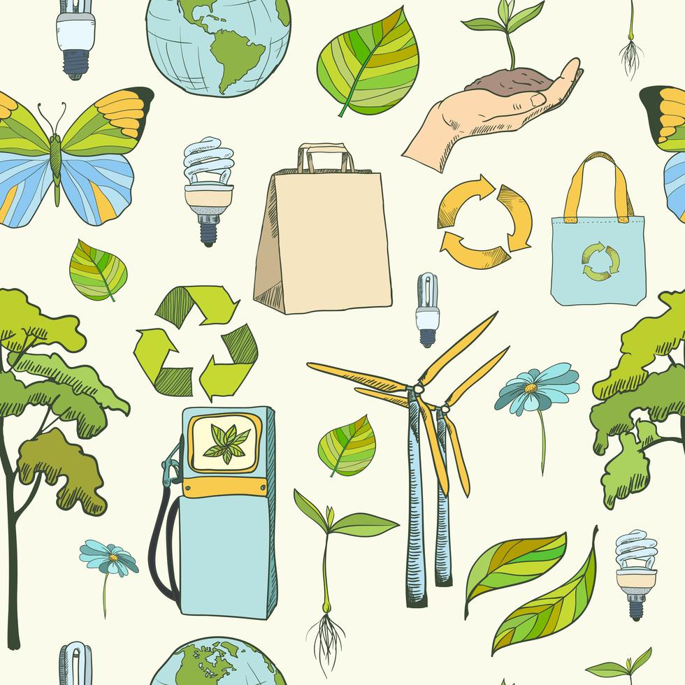 Seamless ecology and environment pattern 436703 Vector Art at Vecteezy