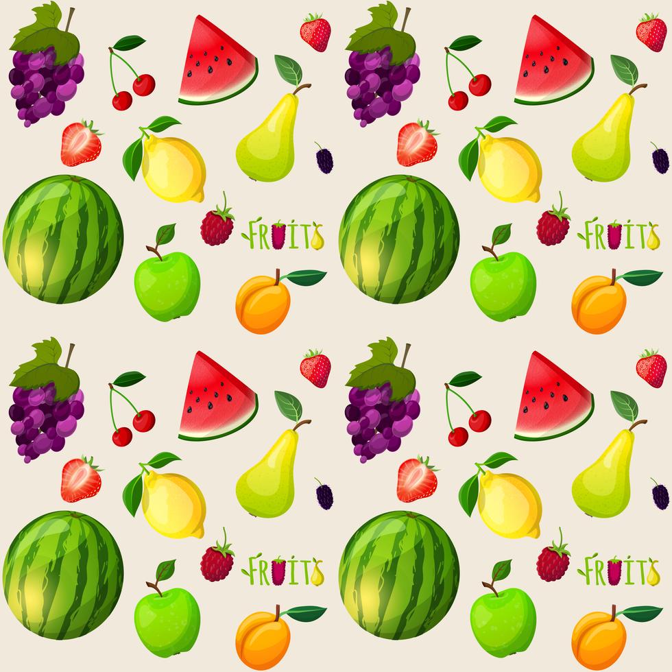 Fresh fruits seamless pattern vector