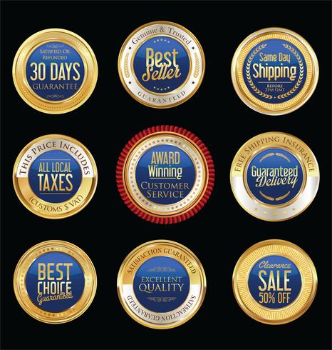 Luxury premium golden badges and labels vector