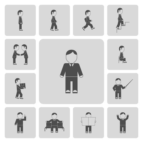 Iconos de actividades de hombre de negocios vector