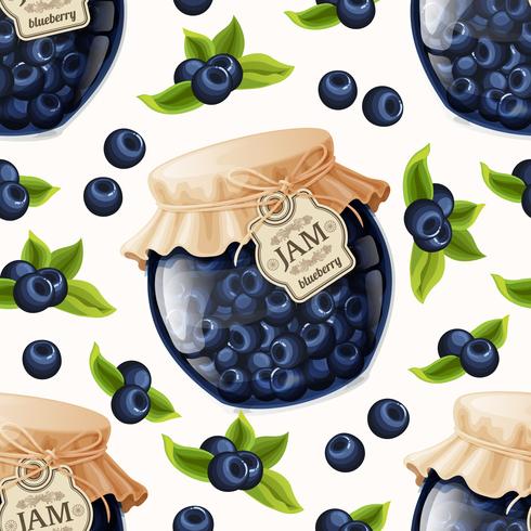 Blueberry jam seamless pattern vector