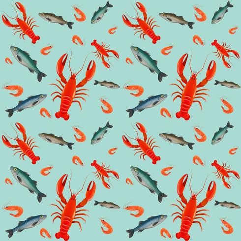 Lobster seamless pattern vector