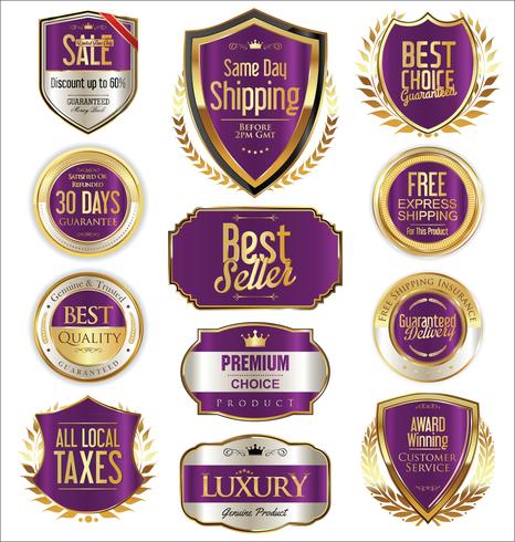 Luxury premium golden badges and labels vector