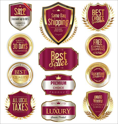 Luxury premium golden badges and labels vector