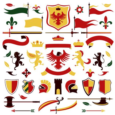 Heraldic set colored vector