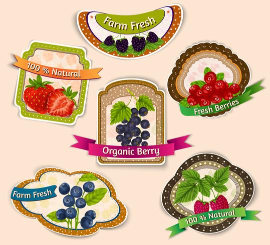 Berries emblems set vector