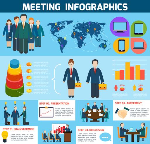 Infografía de reunión de negocios vector