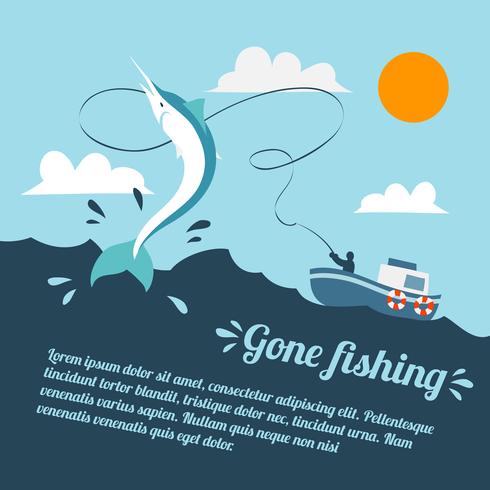 Fishing boat poster vector