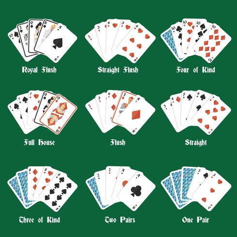 Juego de manos de poker vector